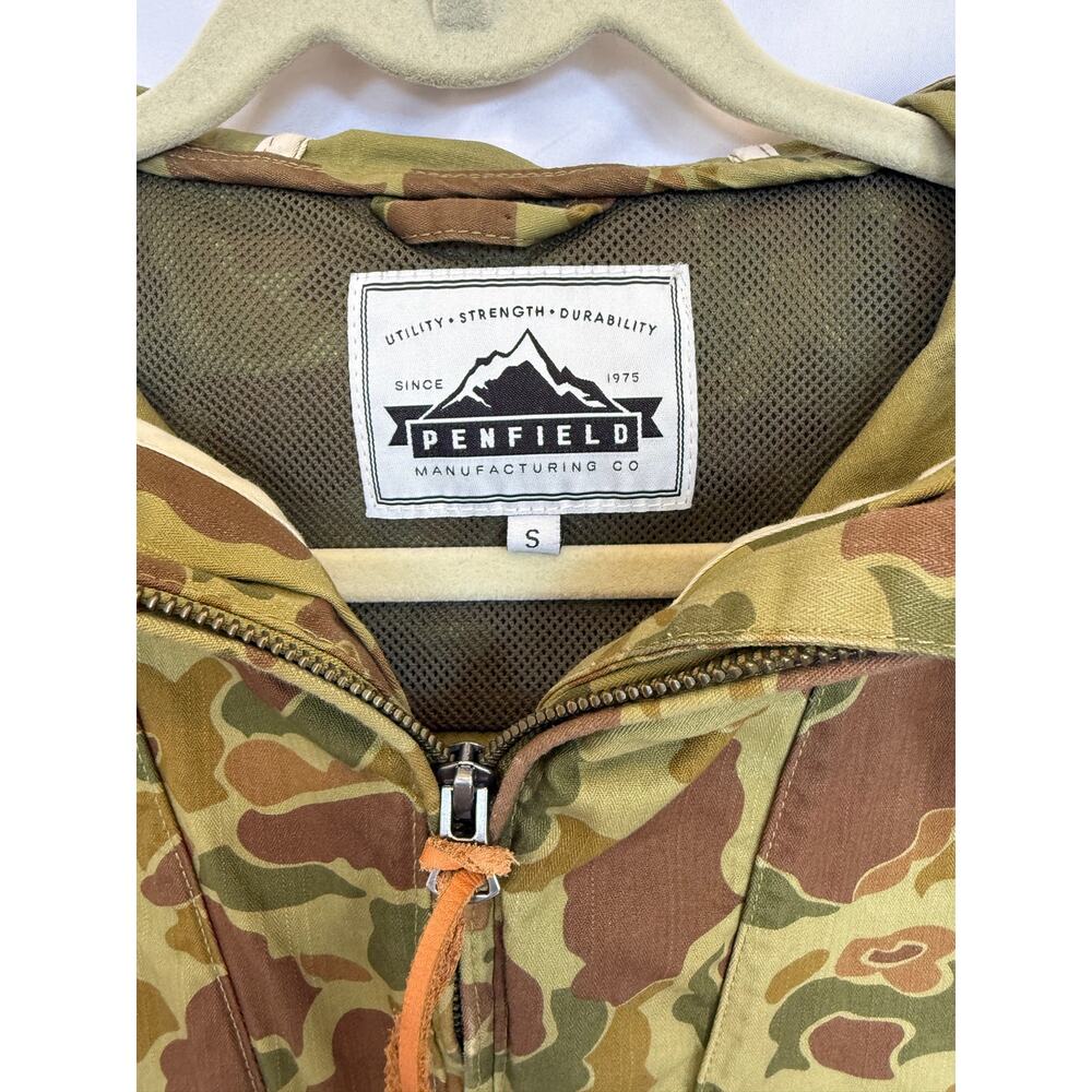 Men's Small Penfield GIbson Waxed Cotton Hooded Green Camo Jacket, Windproof - Picture 6 of 6